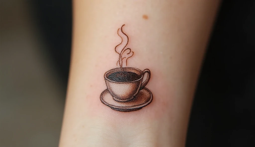 Mini Cup of Coffee realism tattoo