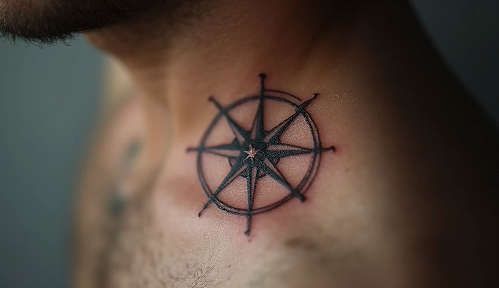 Minimalist Compass Rose tattoo for men 