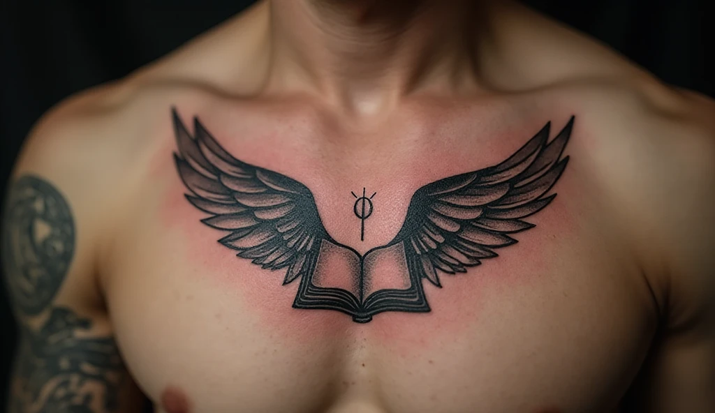 small Book with Wings tattoo for men