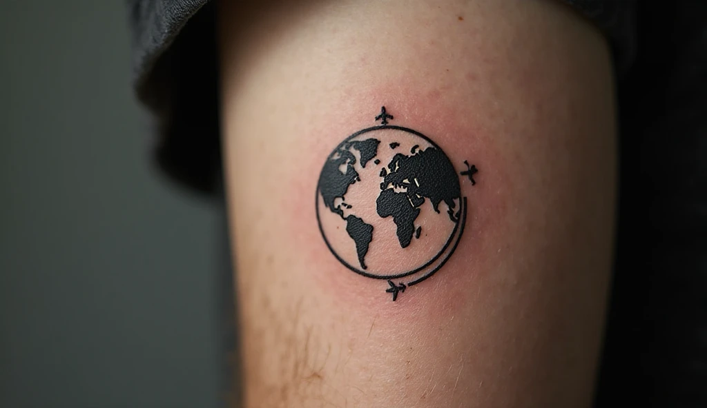 Tiny Globe tattoo for men 