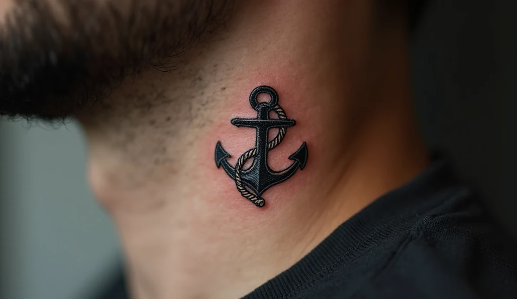 Tiny Anchor with Rope tattoo for men 