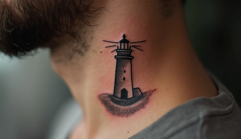 Minimalist Lighthouse tattoo for men 