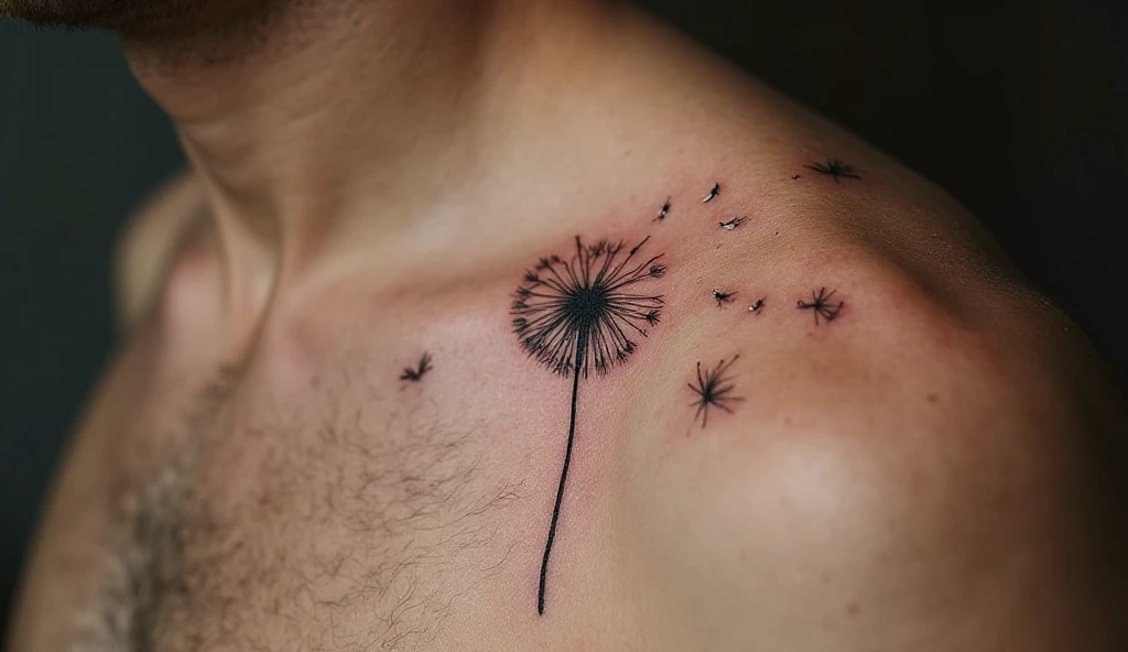 small Dandelion Seeds tattoo for men 