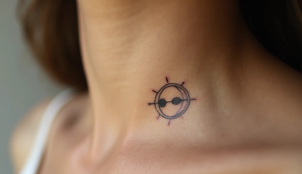 Elegant sun and moon fine line tattoo representing balance and harmony.