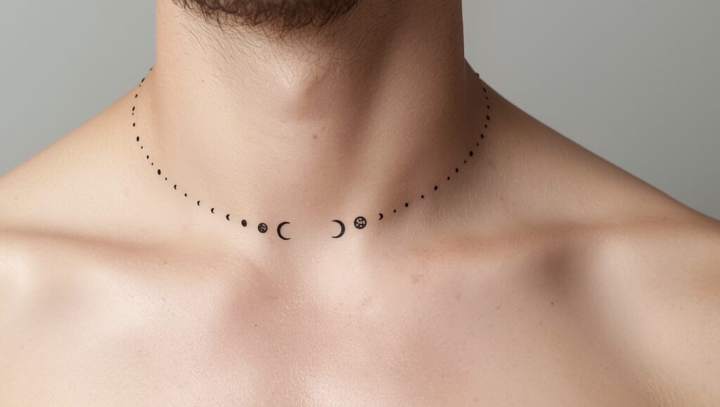Moon phases tattoo showing change and cycles, a classic small meaningful tattoo design.