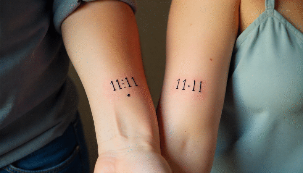 11:11 Lucky Number Fine Line Tattoos for Couples