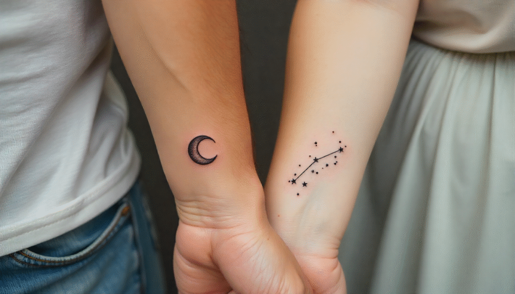 Starry Night Fine Line Tattoos for Couples