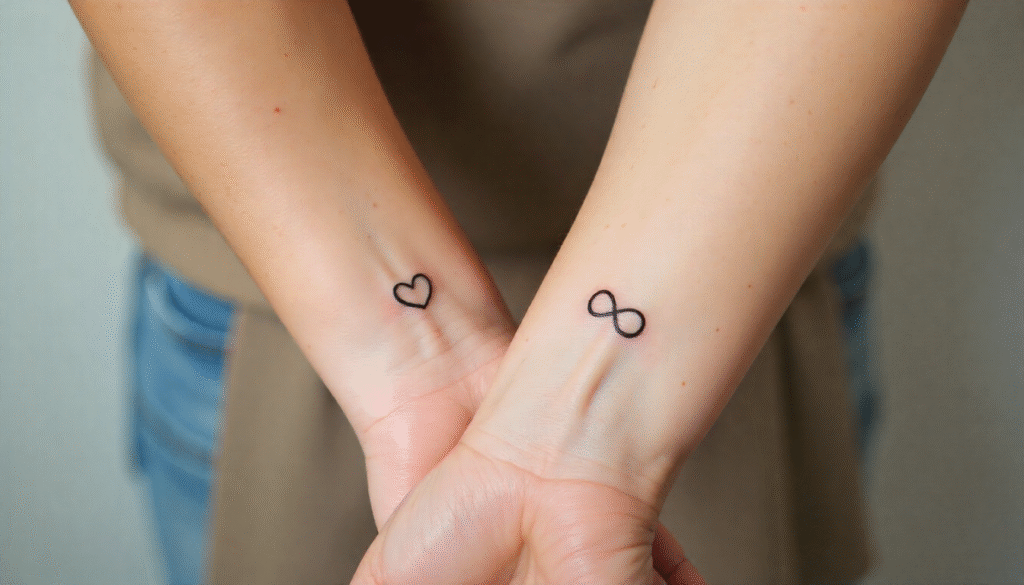 Minimal Wrist Fine Line Tattoos for Couples