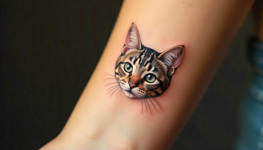Mini Cat Portrait realism tattoo