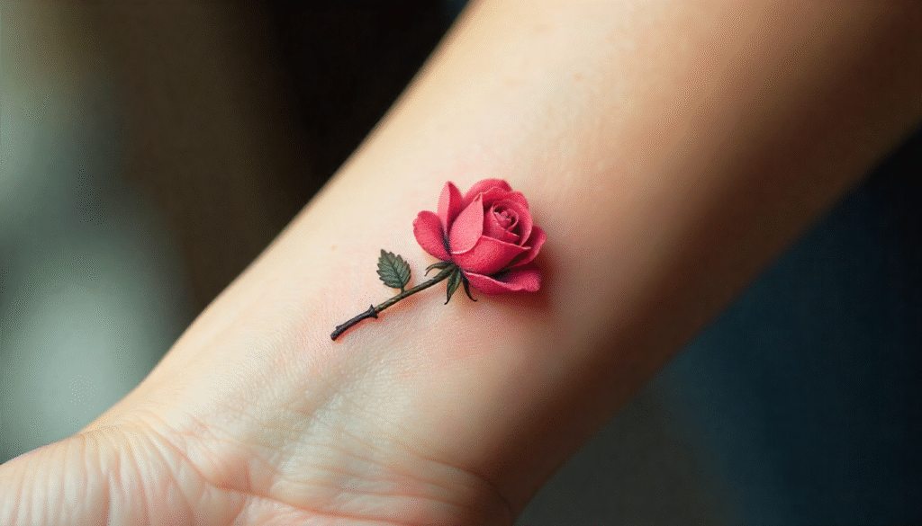 Tiny Rose with Realistic Petals tattoo