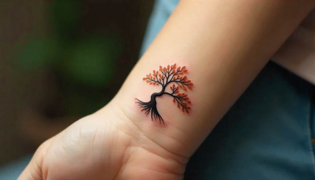 Tiny Bonsai Tree realism tattoo