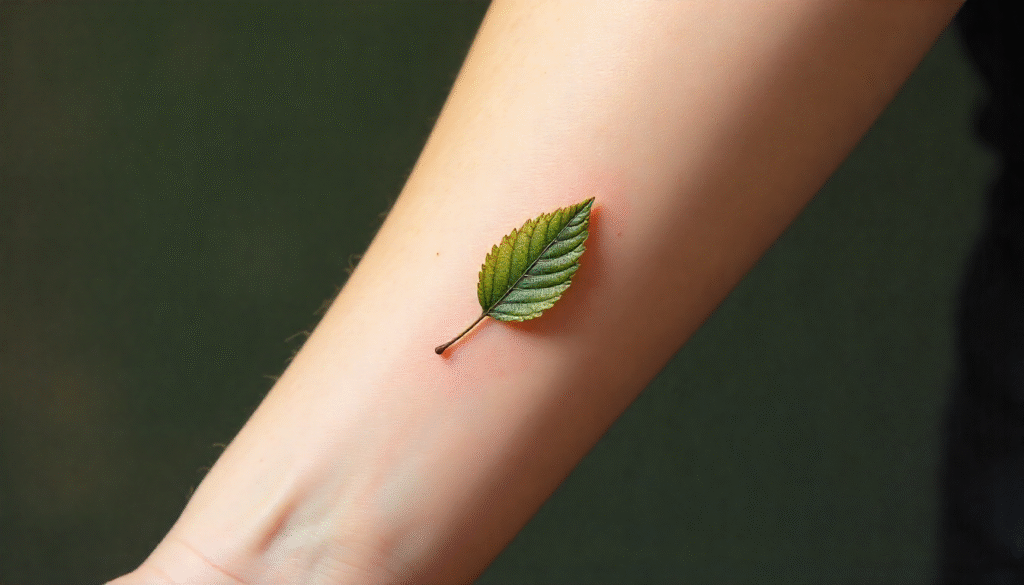 Realistic Leaf realism tattoo