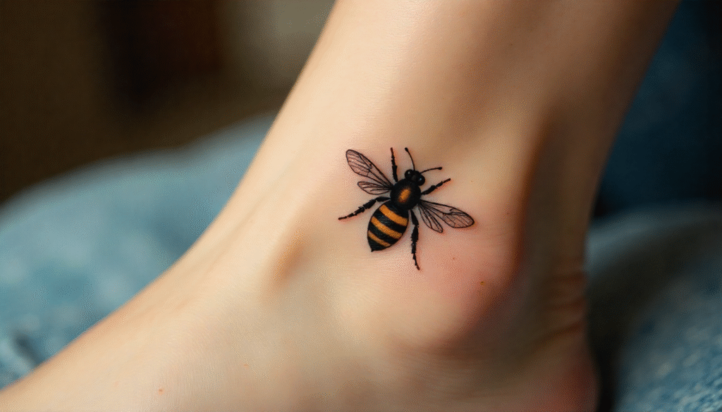 Mini Realistic Bee realism tattoo