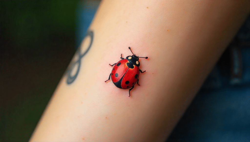 Small Ladybug realism tattoo