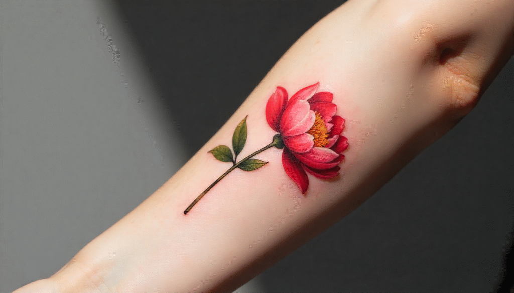 Aesthetic Flower Leg Tattoo – Elegant floral aesthetic tattoo design flowing along the leg.