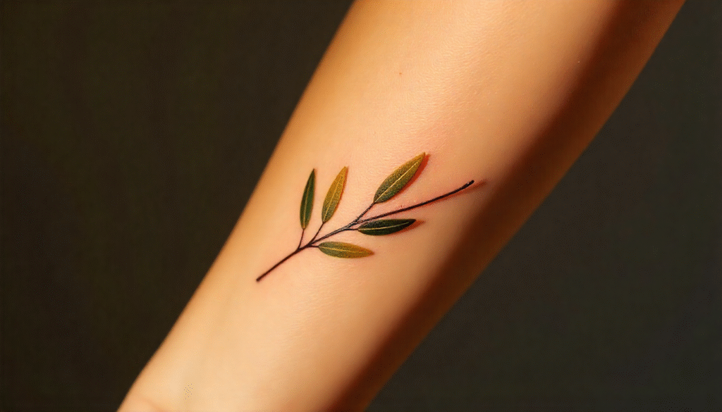 Olive Branch Aesthetic Tattoo – Peaceful olive branch aesthetic tattoo symbolizing hope and forgiveness.