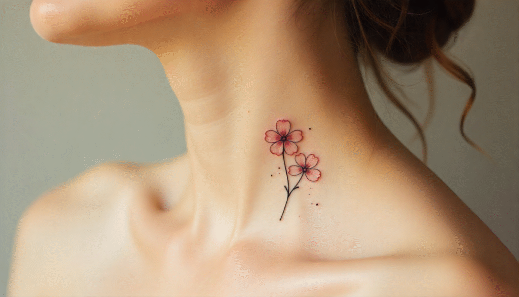 Symmetrical Flowers Tattoo – Balanced floral aesthetic tattoo design with mirrored flowers for harmony.