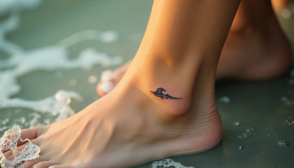 Tiny Waves Tattoo – Minimal waves aesthetic tattoo design for men inspired by ocean flow.