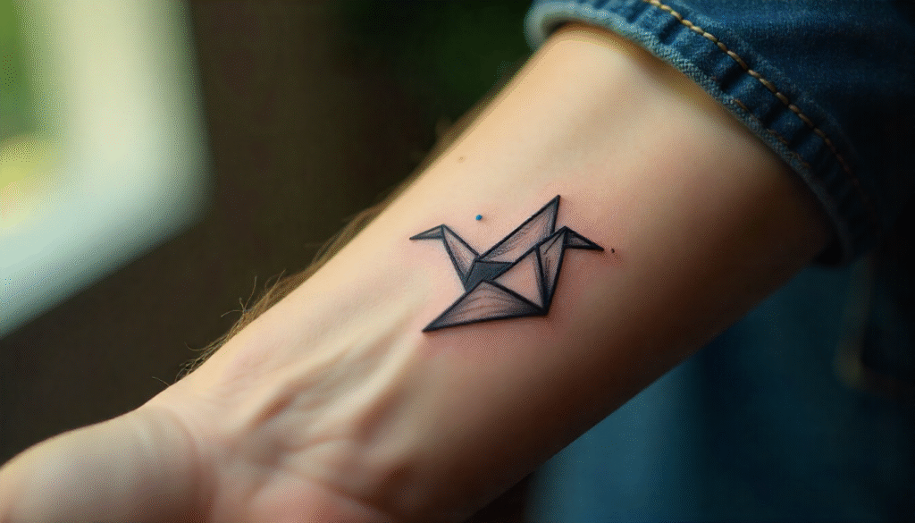 small Origami Crane tattoo 