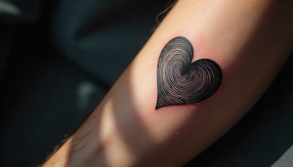 small Fingerprint Heart tattoo for men 