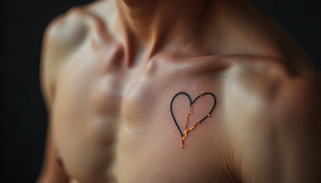 small Kintsugi Heart tattoo for men 