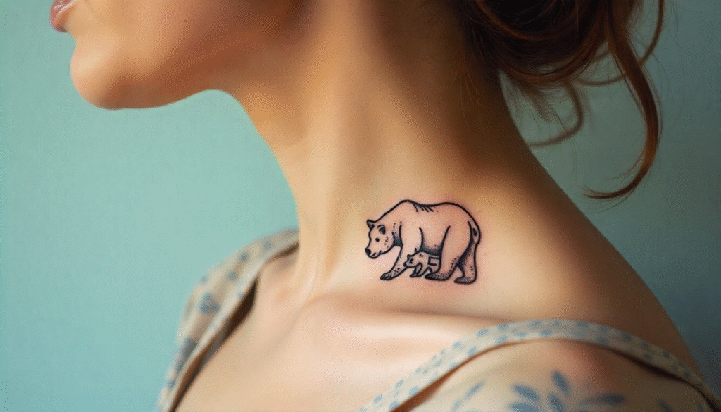 Single Line Baby Bear and Mama