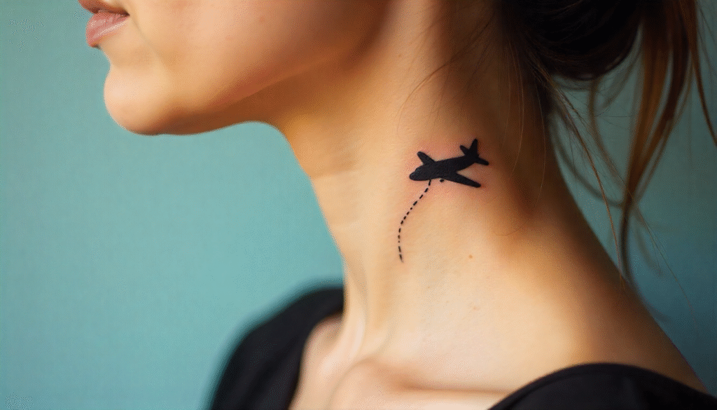 Travel-Themed Single Line Tattoo
