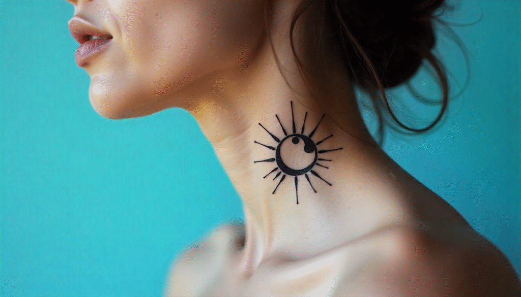 Sun and Moon Line Art Tattoo