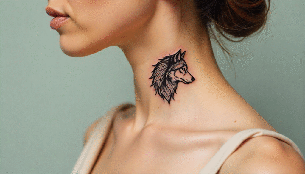 Woman and Wolf Line Art
