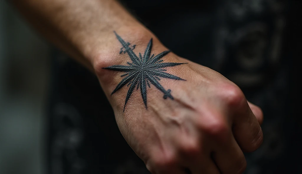 "Small compass rose tattoo on male wrist in clean single needle fine line style – single needle tattoo ideas and small tattoo ideas."