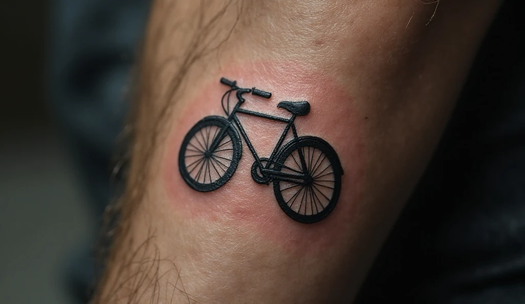 "Thin line bicycle tattoo on male forearm in single needle minimal fine line style – single needle tattoo ideas and small tattoo ideas."
