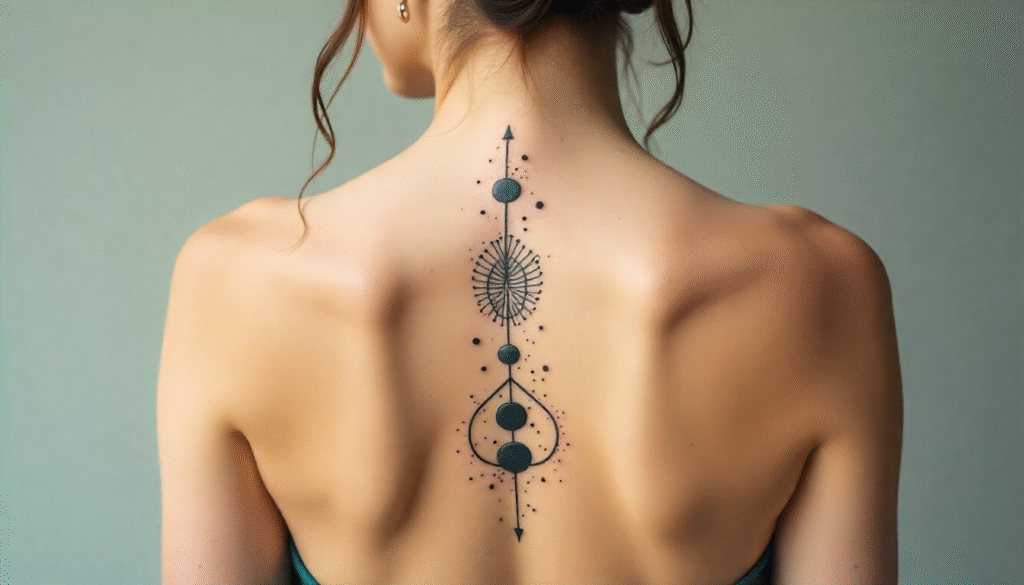 Abstract Water Element or Geometric Spine Tattoo