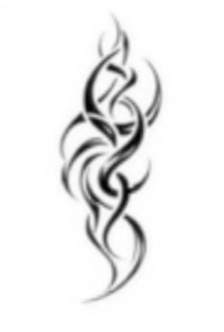 flowing black swirling tribal tattoo design with smooth bold curves, simple abstract pattern symbolizing energy and motion