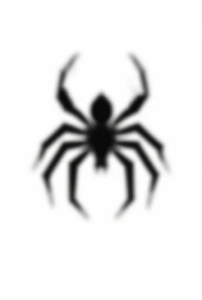 minimal black tribal spider tattoo with sharp angular lines, symbolic of creativity and patience, clean vector design