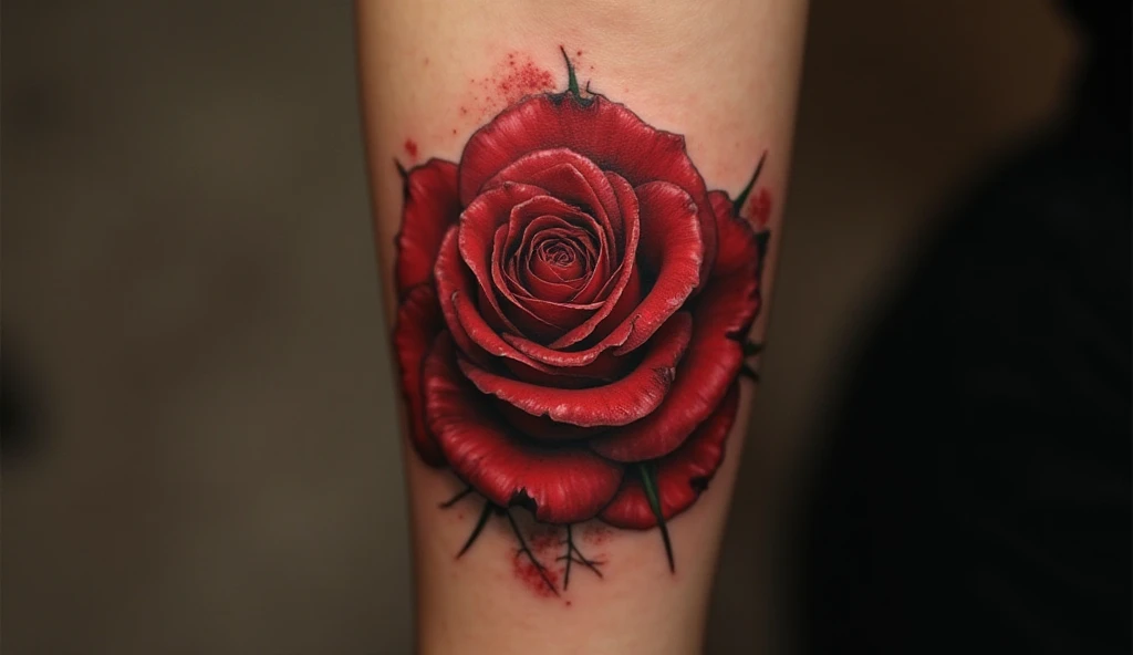 Rose tattoo on female forearm representing love and rebirth – meaningful flower tattoo 2025.