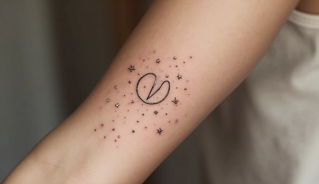 Venus mark tattoo – minimalist girlish tattoo design with stars symbolizing femininity and self-love.