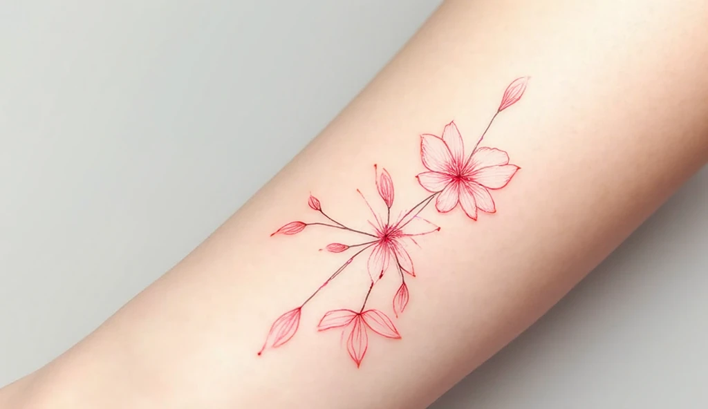 Side petal tattoo on forearm – elegant girlish tattoo design with soft color and minimalist detail for a subtle look.