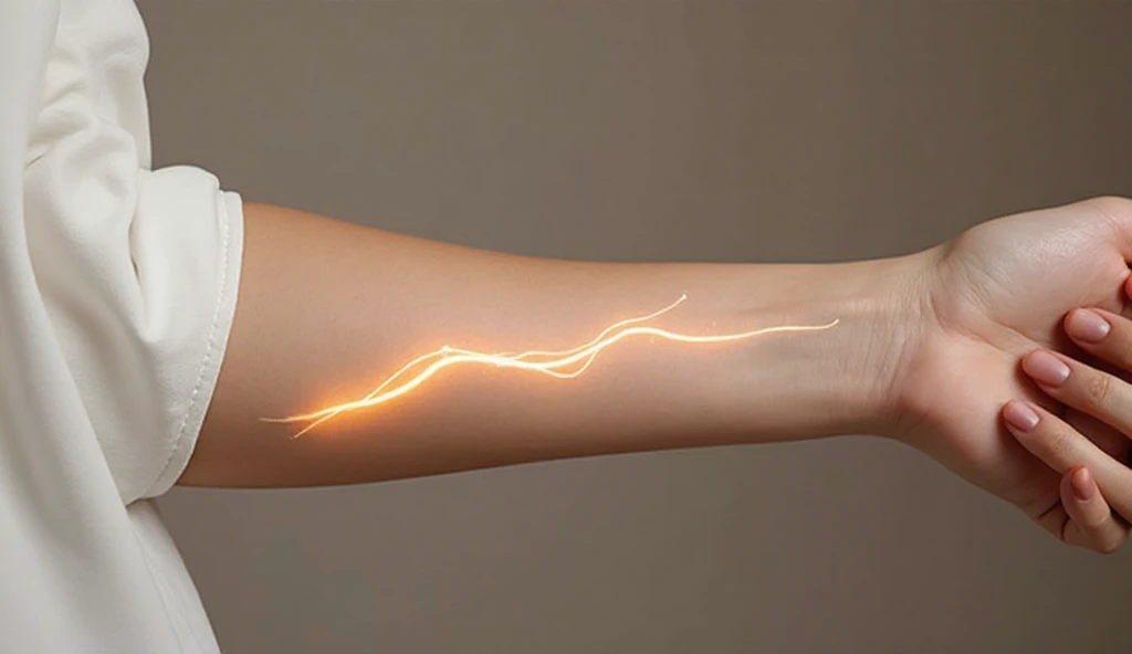 Glowline tattoo – sleek girlish tattoo design with minimalist glowing line symbolizing balance and inner light.