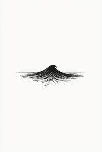 minimalist wave tattoo in black line art representing calm strength and natural rhythm