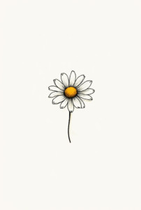 small simple flower tattoo of daisy with soft petals and yellow center representing happiness