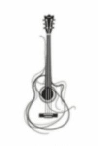 minimalist guitar tattoo in continuous black line art representing emotion and freedom through music