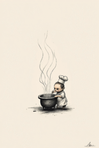 Miniature chef tattoo – small cooking-themed tattoo symbolizing creativity and passion.