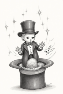 Pocket magician tattoo – tiny magic-themed tattoo representing imagination and wonder.