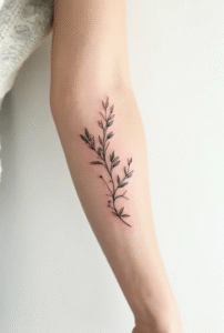 “Minimalist floral vine tattoo on forearm – meaningful little tattoo idea for women symbolizing growth and resilience.”