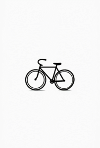minimal black single-line bicycle tattoo design symbolizing freedom and progress, clean and simple art for beginners