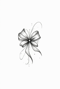 cute black bow tattoo design symbolizing femininity and grace, simple minimal tattoo with soft 3D effect for beginners