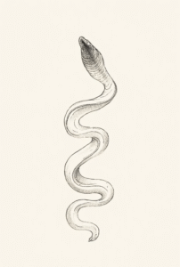 minimal snake tattoo design with smooth curves symbolizing transformation and renewal, elegant line art tattoo for beginners