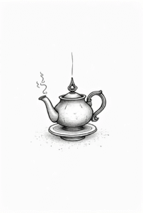 cute small teapot tattoo design symbolizing calmness and comfort, simple cozy tattoo idea for beginners