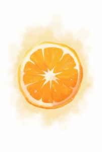 tiny orange slice fruit tattoo design with bright colors symbolizing positivity and freshness, cute flash tattoo for beginners